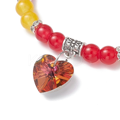 Baking Paint Imitation Jade Glass Round Beaded Charm Bracelets BJEW-JB11737-06-1