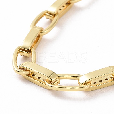 Clear Cubic Zirconia Oval Link Chain Bracelet BJEW-E015-01G-1