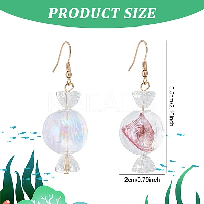 2 Pairs 2 Colors Lace Inside Glass Candy Ball Dangle Earrings EJEW-FI0001-15-1