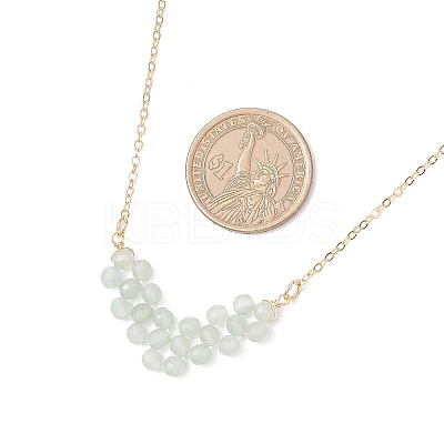 Natural Green Aventurine Faceted Round Beaded Arrow Pendant Brass Cable Chain Necklaces NJEW-TA00207-02-1