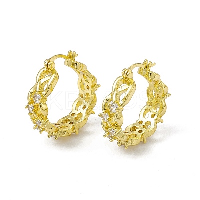 Rack Plating Brass Clear Cubic Zirconia Hoop Earrings for Women EJEW-M213-34G-1