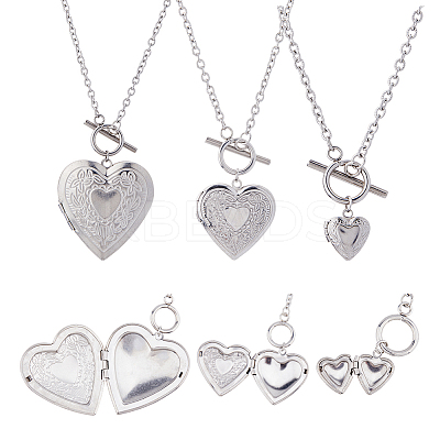 9Pcs 3 Styles 304 Stainless Steel Textured Cable Chain Necklaces NJEW-HS00004-1