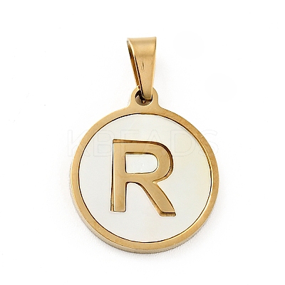 PVD Vacuum Plating 304 Stainless Steel with White Shell Pendants STAS-G268-01R-G-1