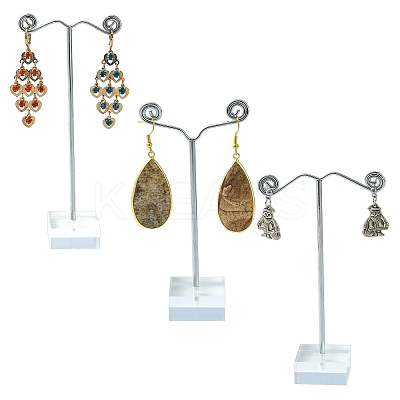 3Pcs T Bar Earring Organic Glass Displays Sets EDIS-G012-01-1