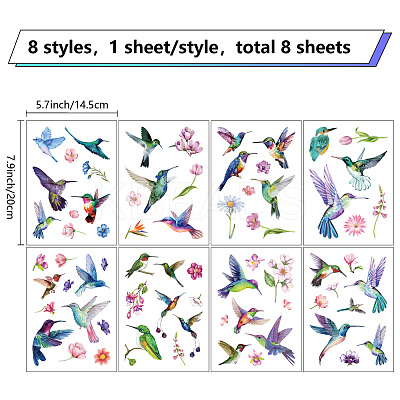 8Pcs 8 Styles Rectangle Plastic Window Stickers DIY-WH20015-003-1