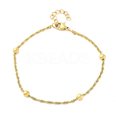 304 Stainless Steel Rope Chain Bracelets for Women BJEW-C094-04G-1
