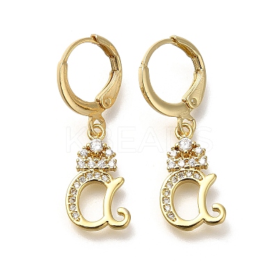 Brass Clear Cubic Zirconia Hoop Earrings EJEW-M045-01A-1