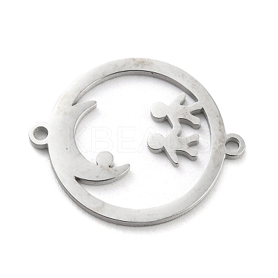 Non-Tarnish 304 Stainless Steel Hollow Connector Charms STAS-P332-09P-1