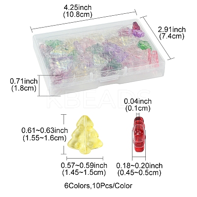 60Pcs 6 Colors Transparent Glass Bead Strands EGLA-FS0001-44-1