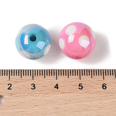 10Pcs UV Plating Colours Acrylic Beads OACR-S146-01E-1