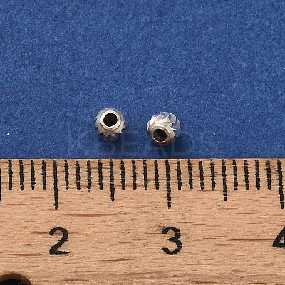 925 Sterling Silver Corrugated Round Spacer Beads STER-K178-02C-S-1