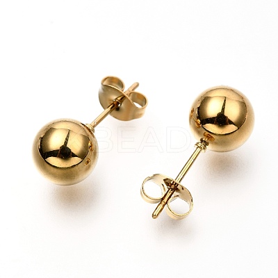 304 Stainless Steel Ball Stud Earrings EJEW-C501-10E-1