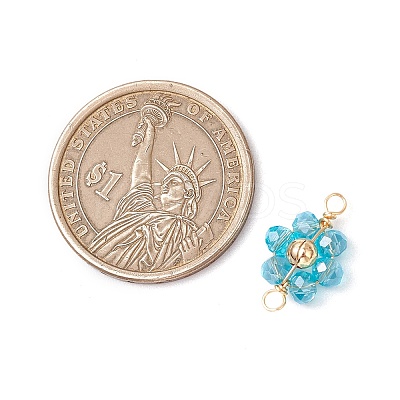 7Pcs 7 Colors Electroplate AB Color Transparent Glass Faceted Rondelle & Brass Round Beaded Flower Connector Charms PALLOY-JF03466-1