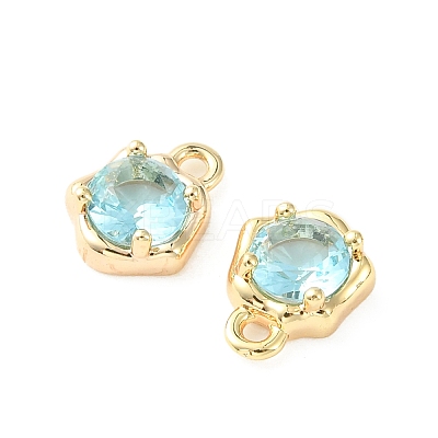 Brass Micro Pave Cubic Zirconia Charms KK-L208-10G-06-1
