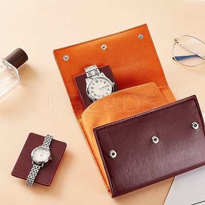 Portable PU Leather Single Watch Pouch Storage Bags ABAG-WH0048-20B-1
