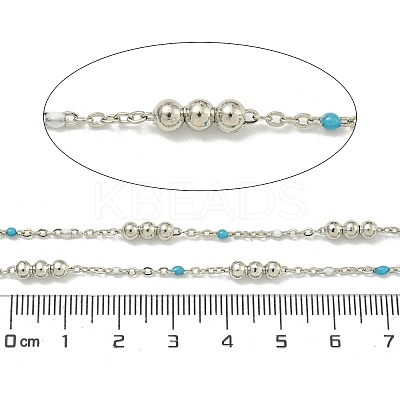 Brass Enamel Round Beaded Link Chain CHC-G022-07P-18-1