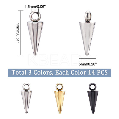 42Pcs 3 Colors 201 Stainless Steel Charms STAS-DC0010-46-1
