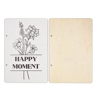 Printed Wooden 2-Ring Loose Leaf Binder Postcard Photo Album Cover DIY-XCP0003-83D-1