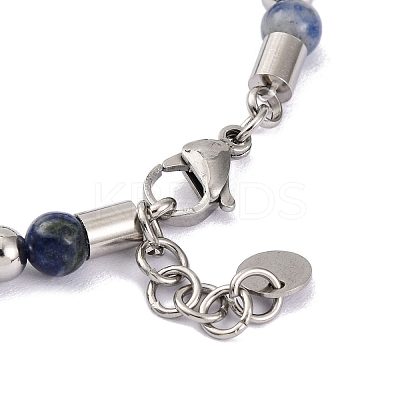 Natural Sodalite & Synthetic Magnetic Hematite Anchor Beaded Bracelet BJEW-P339-01P-08-1