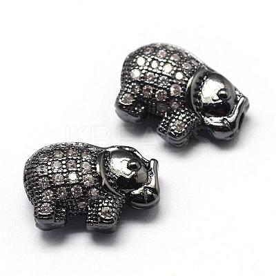 Rack Plating Brass Cubic Zirconia Beads ZIRC-S032-01B-1