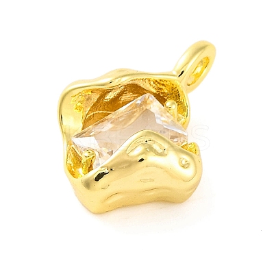 Brass Pave Clear Cubic Zirconia Pendants KK-Z051-01G-03-1