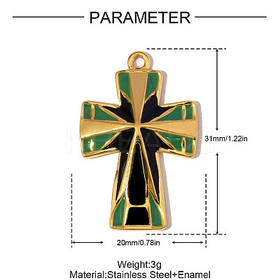 304 Stainless Steel Enamel Pendants STAS-OY006-27G-1