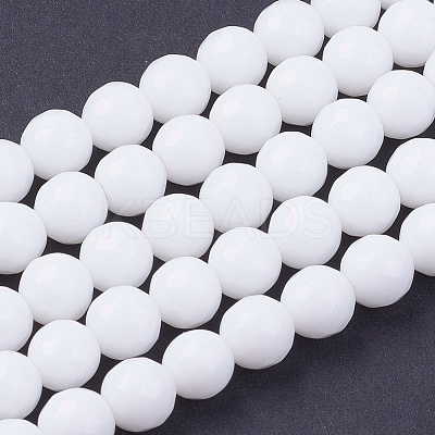 Natural White Jade Bead Strands G-R166-8mm-22-1