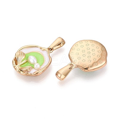 304 Stainless Steel & Enamel & ABS Imitation Pearl Pendants STAS-T072-89A-G-1