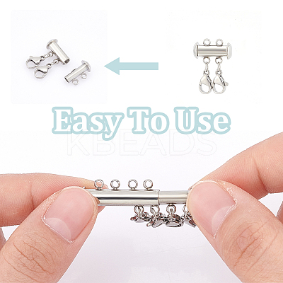 3Pcs 3 Styles 304 Stainless Steel Slide Lock Clasps FIND-UN00011-1