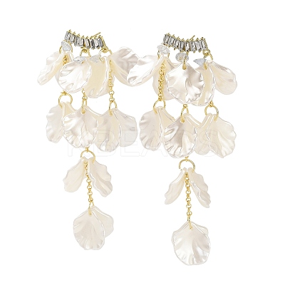 Alloy Glass Crystal Rhinestone Flower Dangle Stud Earrings EJEW-G439-01G-1