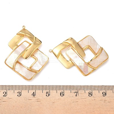 304 Stainless Steel Pave Natural White Shell Pendants STAS-L026-01G-01-1