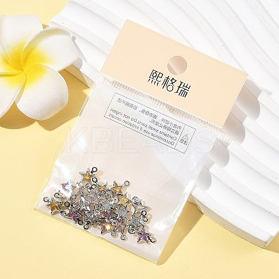 SHEGRACE Brass Pave Cubic Zirconia Star Connector Charms XGRQ2O036-441P-1