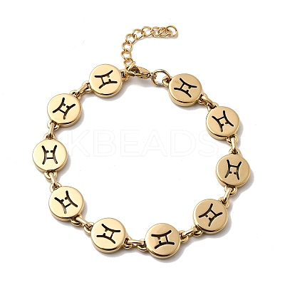 12 Constellations 304 Stainless Steel Link Chain Bracelets BJEW-I239-01G-09-1