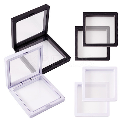 6Pcs 2 Styles Square Transparent 3D Floating Frame Display OBOX-TA0001-01-1