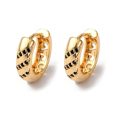 Ring Brass Micro Pave Cubic Zirconia Hoop Earrings EJEW-F384-05G-1