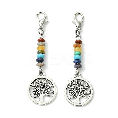 Alloy Tree of Life Pendant Decorations HJEW-JM01383-02-1