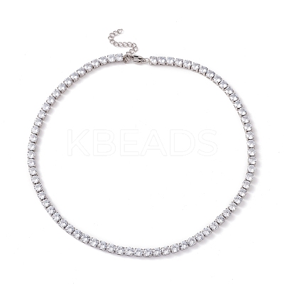 Classic Cubic Zirconia Tennis Necklace NJEW-G017-02A-P-1
