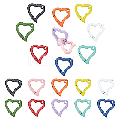 20Pcs 10 Colors Spray Painted Alloy Spring Gate Rings KEYC-PH0001-47-1