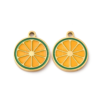 Fruit Seris 304 Stainless Steel Enamel Charms STAS-U060-03G-03-1