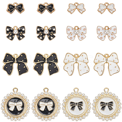 48Pcs 8 Styles Alloy Enamel Pendants ENAM-SC0005-66-1
