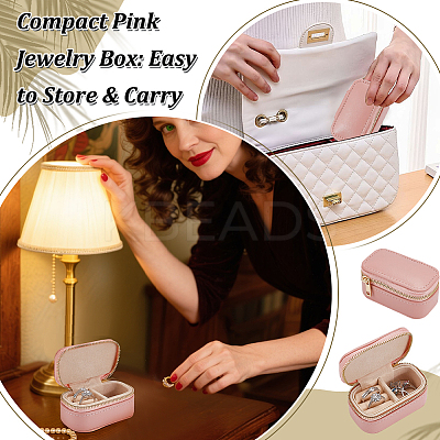 Portable Travel Rectangle PU Leather Jewelry Set Storage Zipper Boxes LBOX-WH0007-001A-1