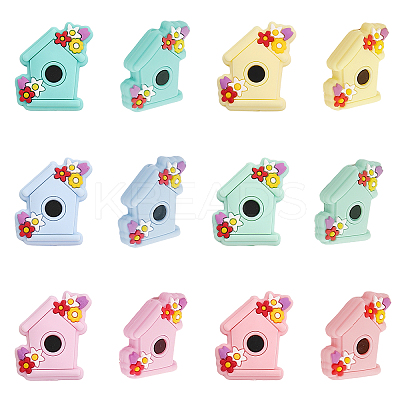 12Pcs 6 Colors Silicone Beads SIL-CA0002-45-1