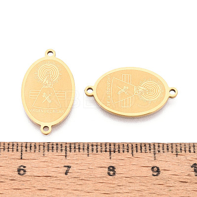 Religion 201 Stainless Steel Oval with Virgin Links Connector Charms STAS-T073-53B-G-1