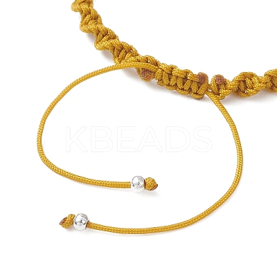 Natural Tiger Eye & White Moonstone & Yellow Jade & Synthetic Citrine Round Beads Braided Bead Bracelets for Women BJEW-JB12917-04-1