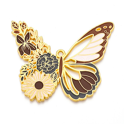 Rack Plating Alloy Enamel Big Pendants ENAM-N056-396D-G-1