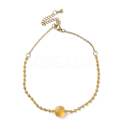 304 Stainless Steel Glass Beads Link Chain Bracelets BJEW-A036-14G-02-1