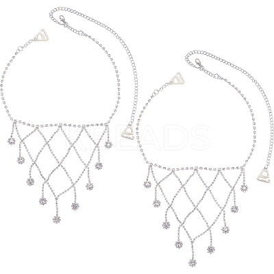 2Pcs Iron Rhinestone Sexy Shoulder Bra Body Chain FIND-GF0006-74A-1