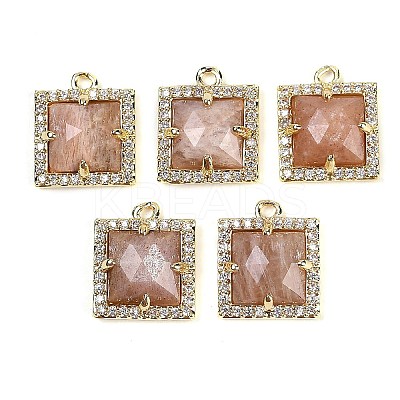Natural Sunstone Faceted Square Charms G-I375-06G-06-1