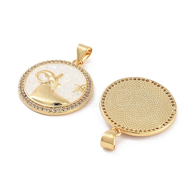 Brass Micro Pave Clear Cubic Zirconia Pendants KK-L213-010G-05-1