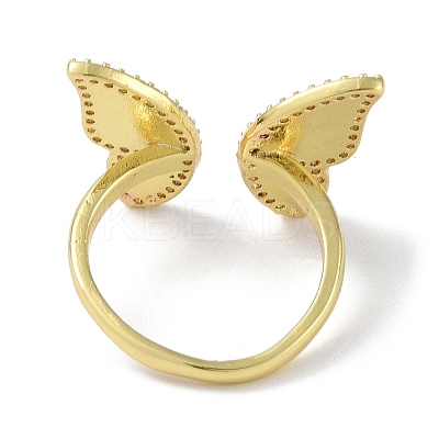 Brass with Cubic Zirconia ring RJEW-K264-01G-1